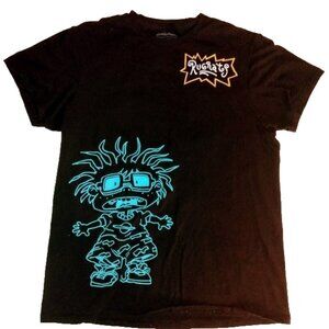 Rugrats Black 1991 Dinosaur Neon Men's T-Shirt Med